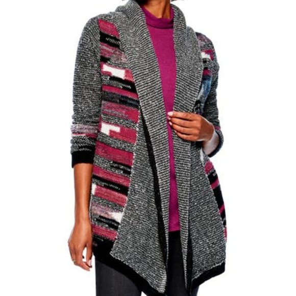 NIC AND ZOE Orchard Hooded Cardigan In Black Multi - Picture 2 of 10
